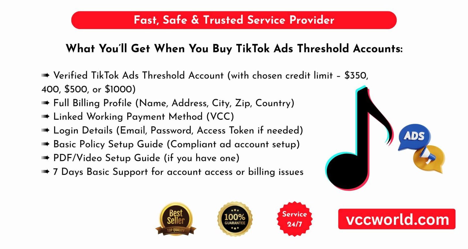 buy verified tiktok ads threshold accounts USA, UK, CA, AUS 2025
